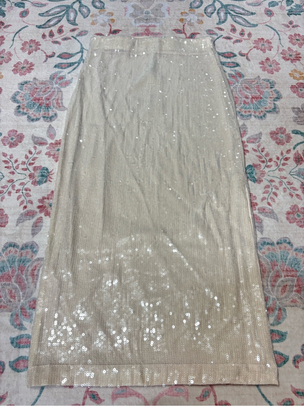 Rachel Zoe Cream Sequin Pencil Skirt